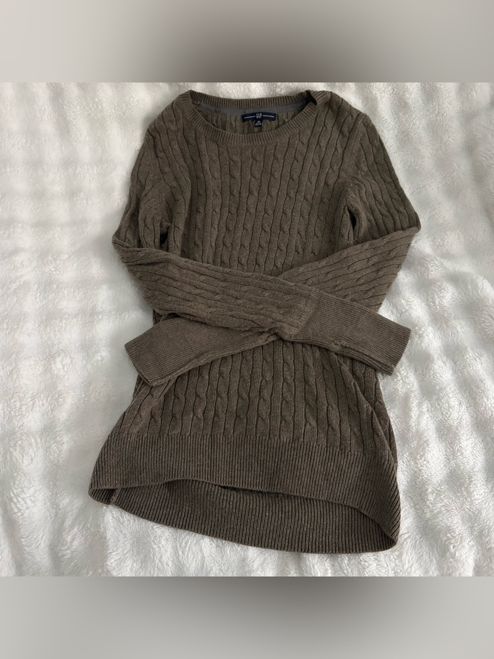 GAP Women's Cable-Knit Crewneck Sweater - Taupe Brown